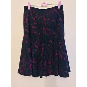 Tailor A-Line Skirt Women M Black Magenta Excellent Floral Lined Structured